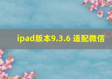 ipad版本9.3.6 适配微信